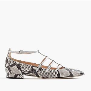 J. Crew Caged Flats in Snakeskin- Printed Loafer NIB